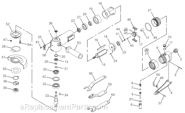 Page A Diagram and Parts List for CP9121AR 6151957321 Chicago Pneumatic Angle Grinder